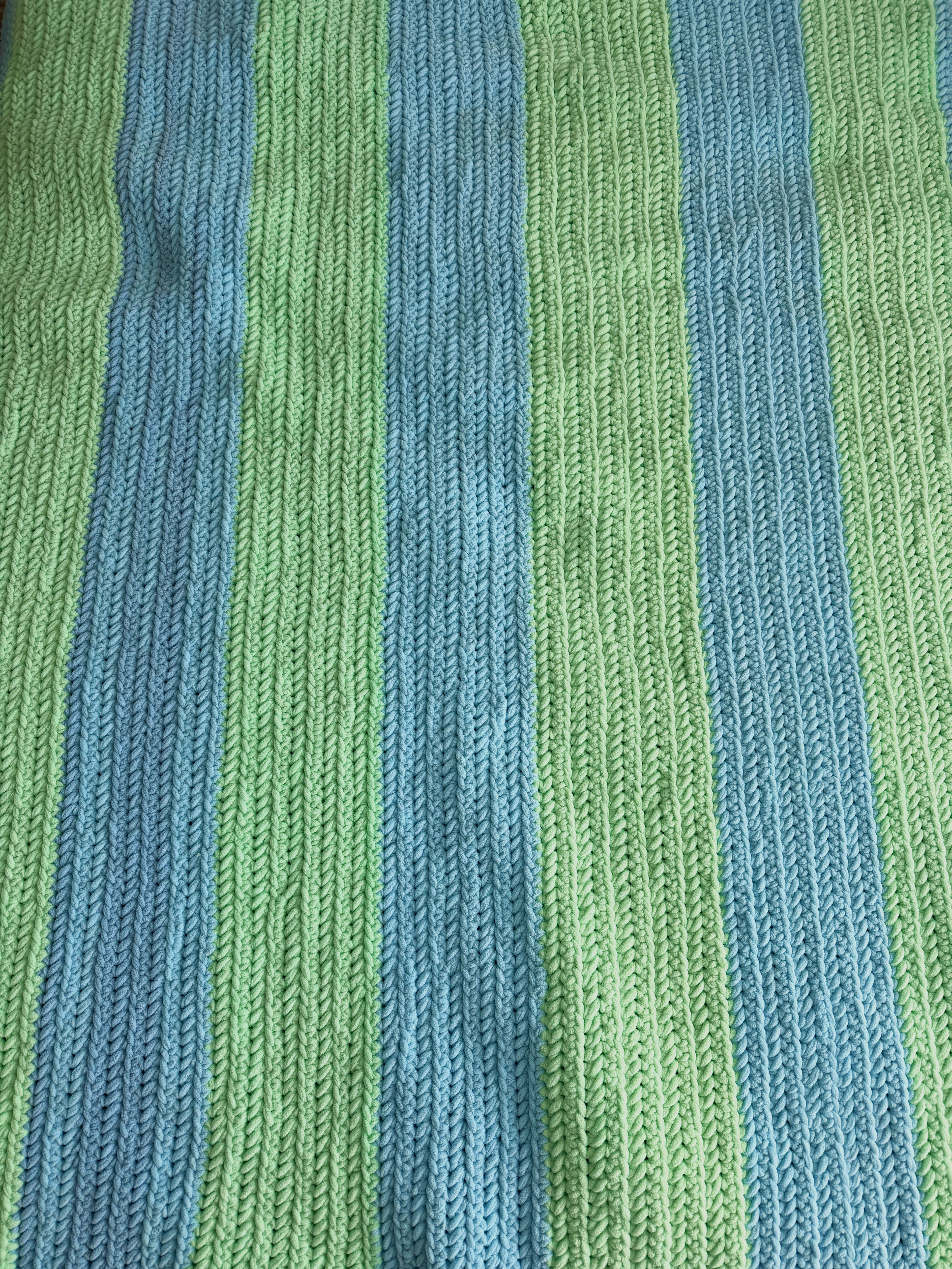 Green & Blue Stripes Thick Blanket