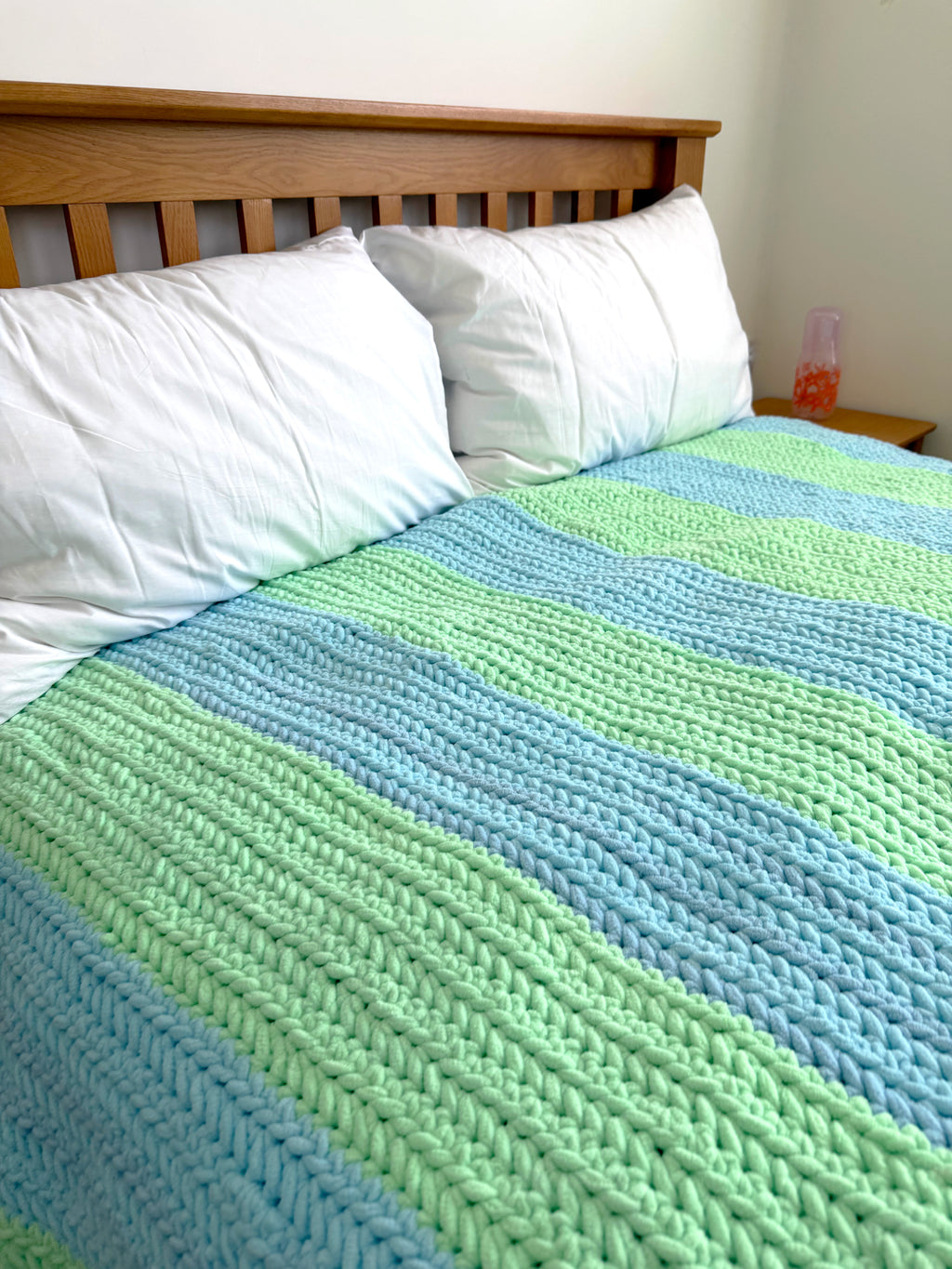 Green & Blue Stripes Thick Blanket