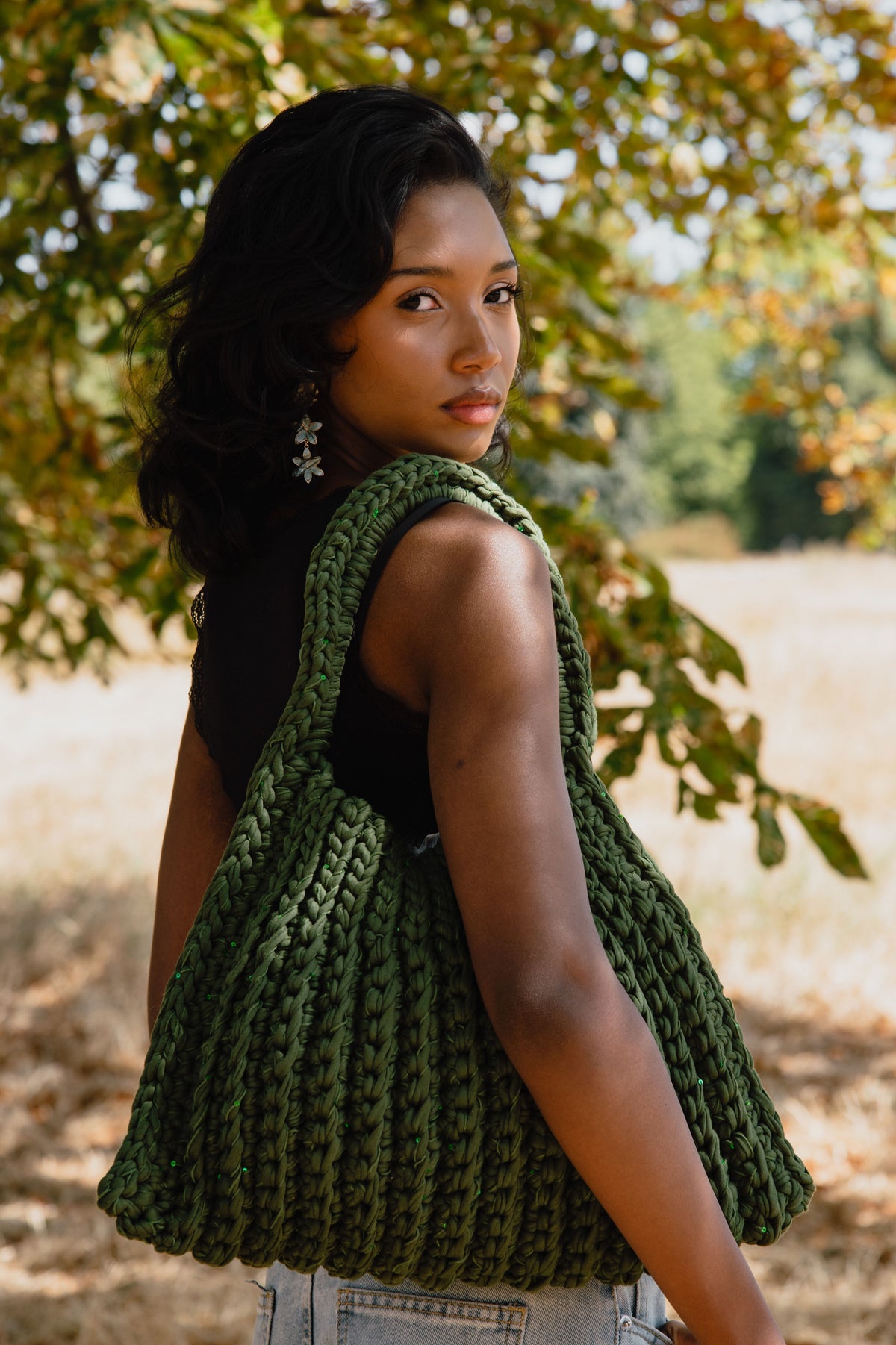 Large Dark Green Joy bag