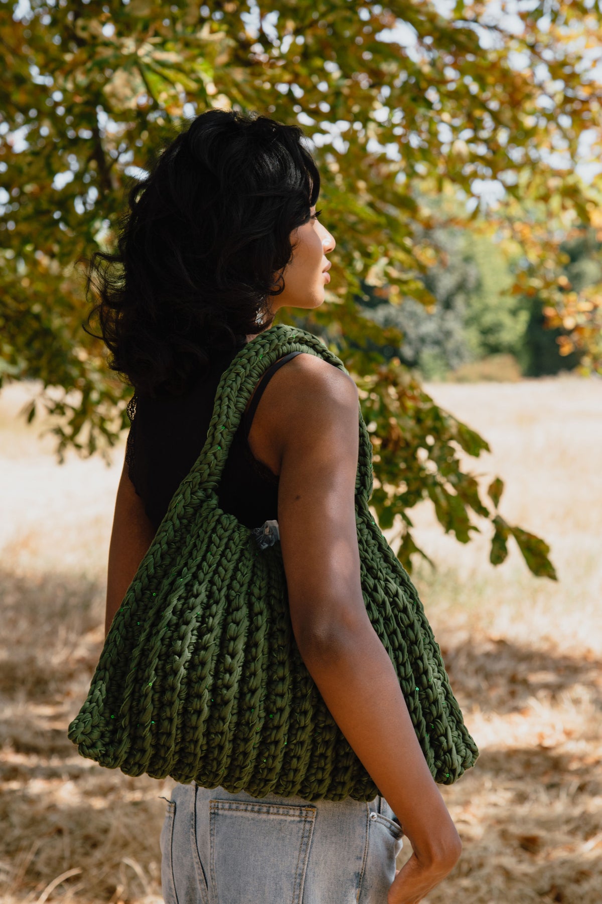Large Dark Green Joy bag