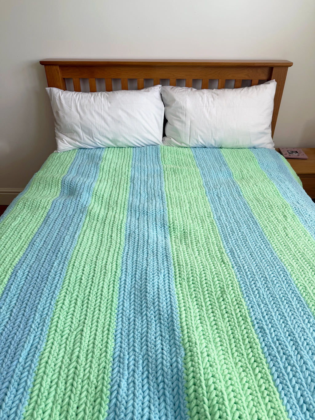 Green & Blue Stripes Thick Blanket